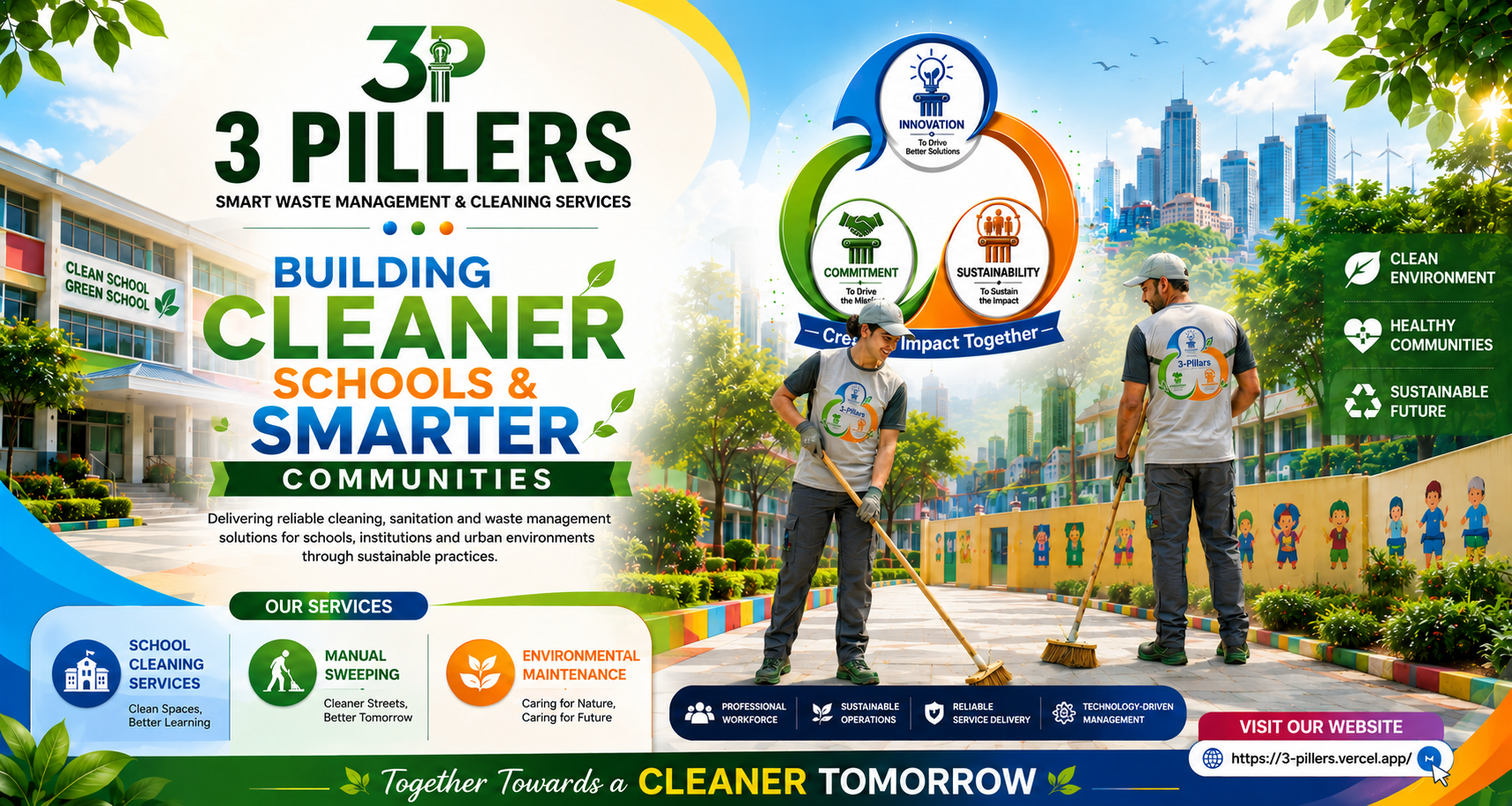 3 PILLERS Smart Waste Management & Cleaning Services - Building Cleaner Schools & Smarter Communities